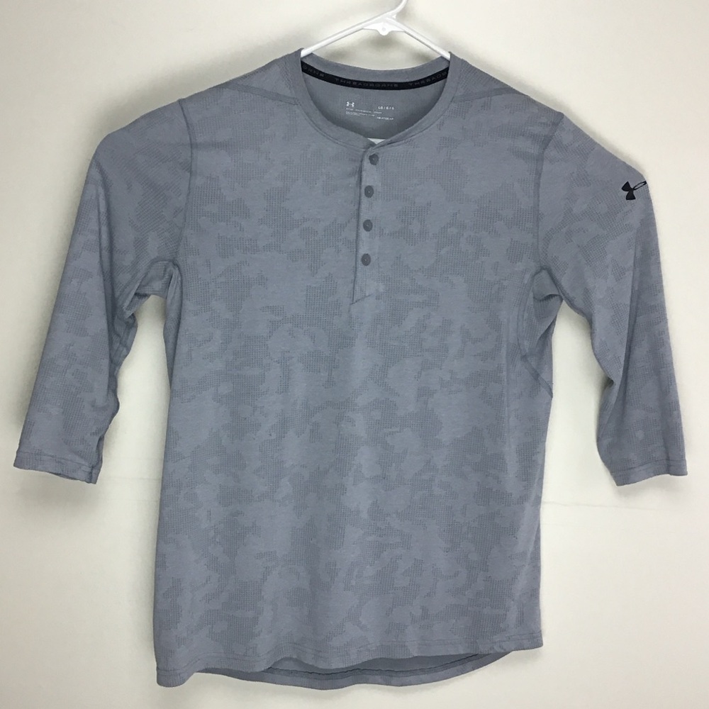 Under Armour HeatGear Threadborne mens half sleeve Henley tee shirt large